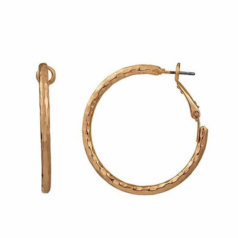 Womens * | Sonoma Goods For Life Textured Nickel Free Gold Hoop Earrings