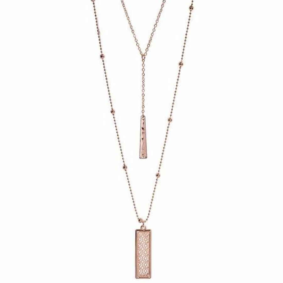 Womens * | Sonoma Goods For Life Casted Filigree Nickel Free Rectangle Hi Lo Necklace