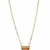 Womens * | Sonoma Goods For Life Gold Tone Paperclip With Wood Pendant Necklace