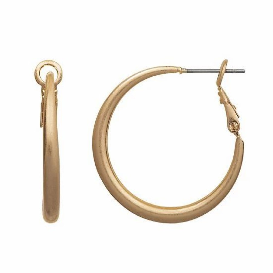 Womens * | Sonoma Goods For Life Small Worn Gold Plated Hoop Earrings