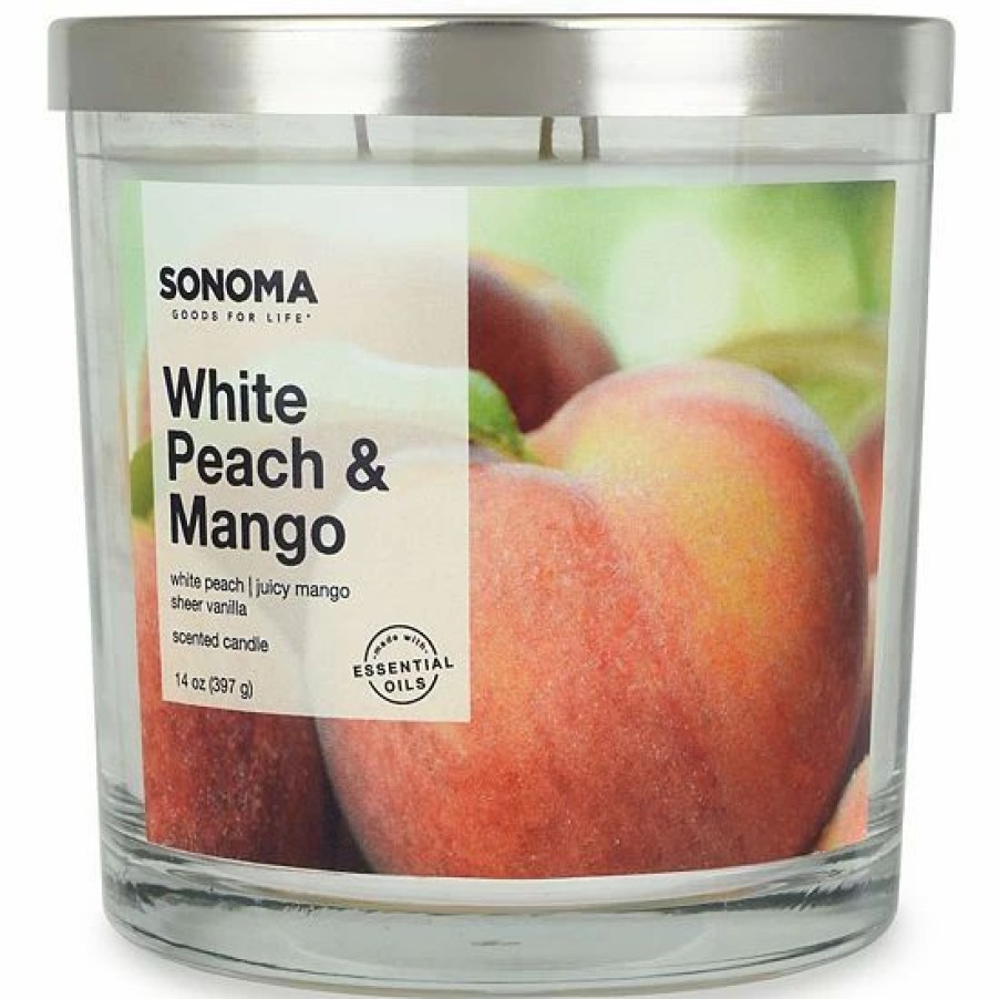 Home Decor * | Sonoma Goods For Life White Peach & Mango 14-Oz. 3-Wick Candle Jar