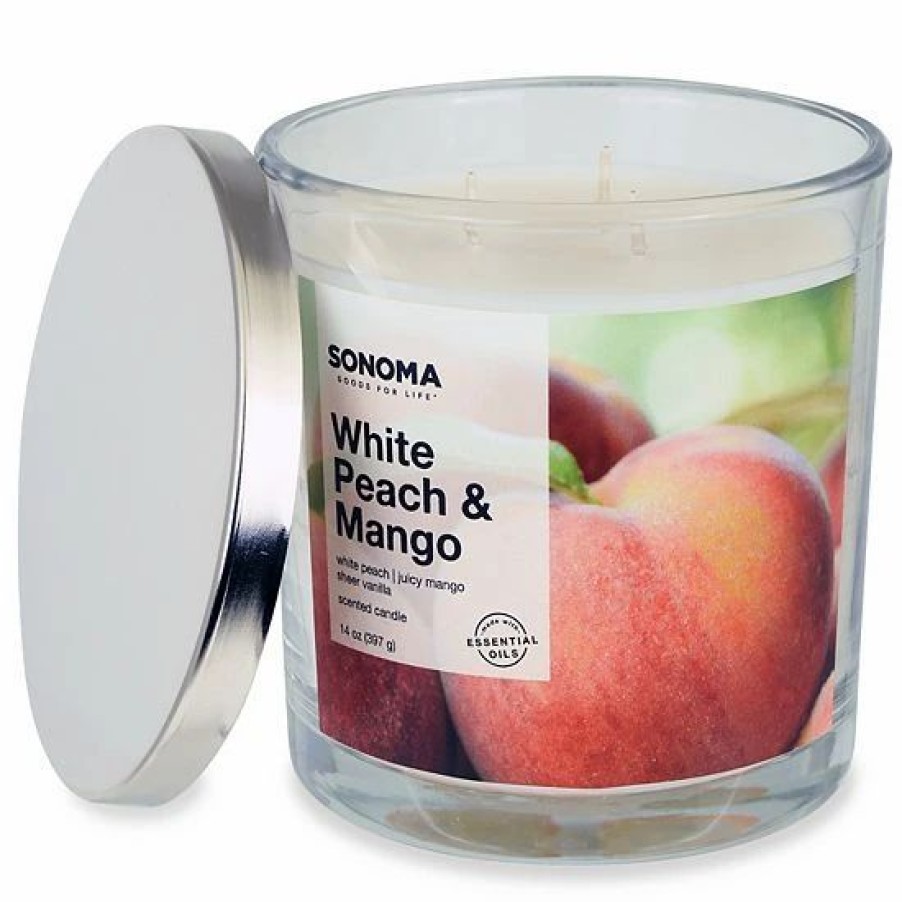 Home Decor * | Sonoma Goods For Life White Peach & Mango 14-Oz. 3-Wick Candle Jar