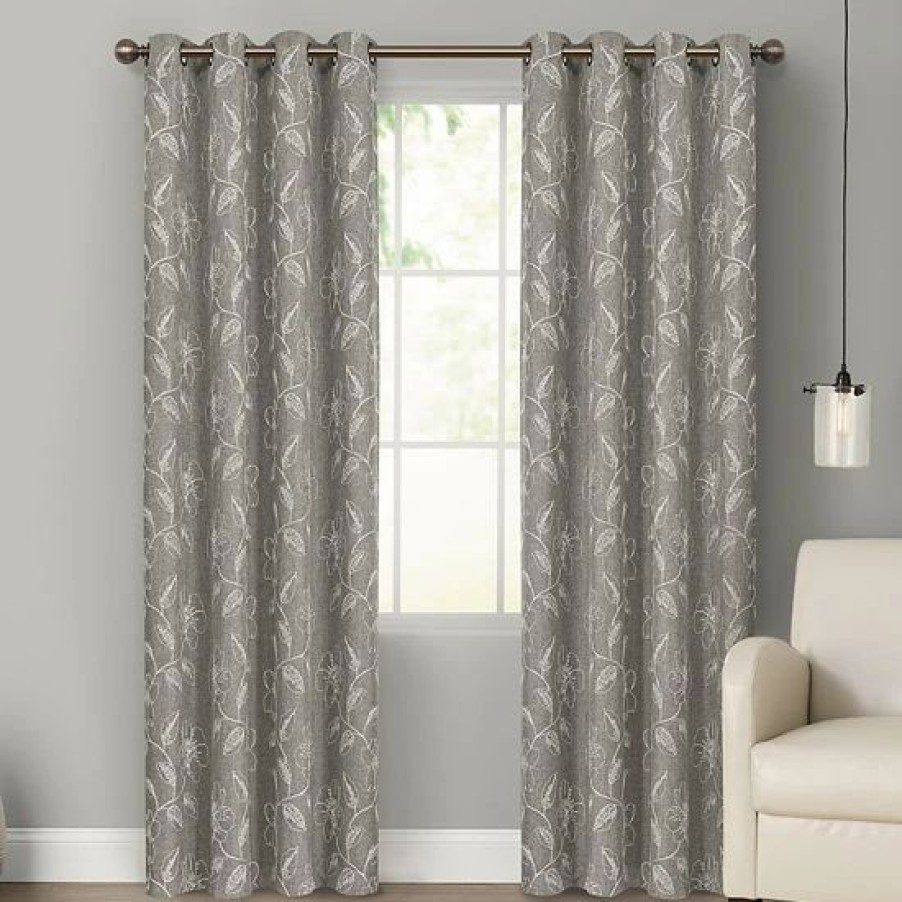 Home Decor * | Sonoma Goods For Life 2-Pack Floral Embroidered Dynasty Blackout Window Curtains