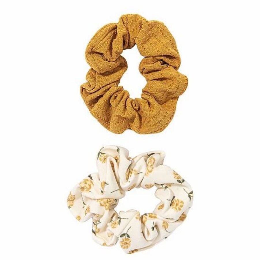 Mens * | Women'S Sonoma Goods For Life Yellow Knit & Floral Scrunchie 2 Pack Set