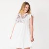 Mens * | Plus Size Sonoma Goods For Life Embroidered Flounce-Hem Dress