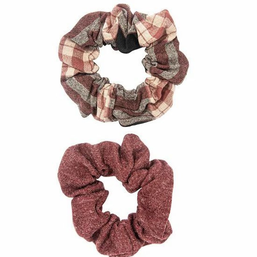 Home Decor * | Sonoma Goods For Life Solid Red & Multi Plaid 2-Piece Scrunchie Set