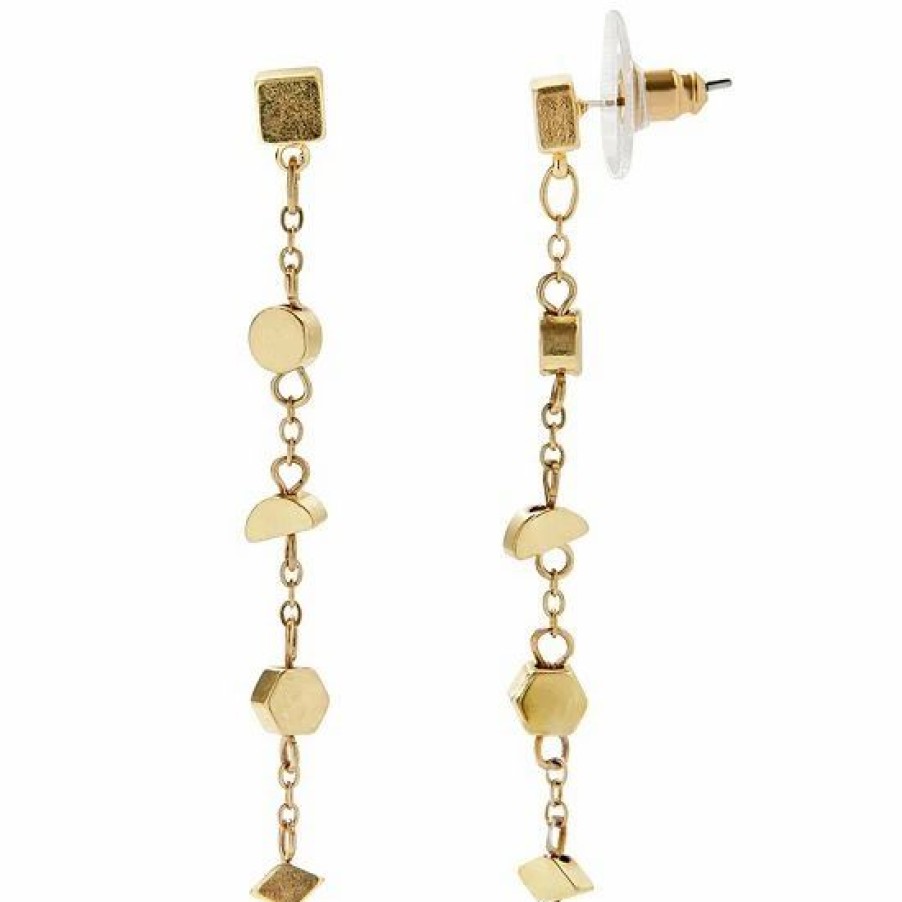 Womens * | Sonoma Goods For Life Gold Tone Cast Shapes Linear Drop Earrings