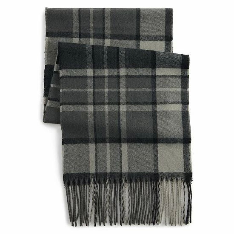 Mens * | Men'S Sonoma Goods For Life Grayscale Plaid Woven Scarf