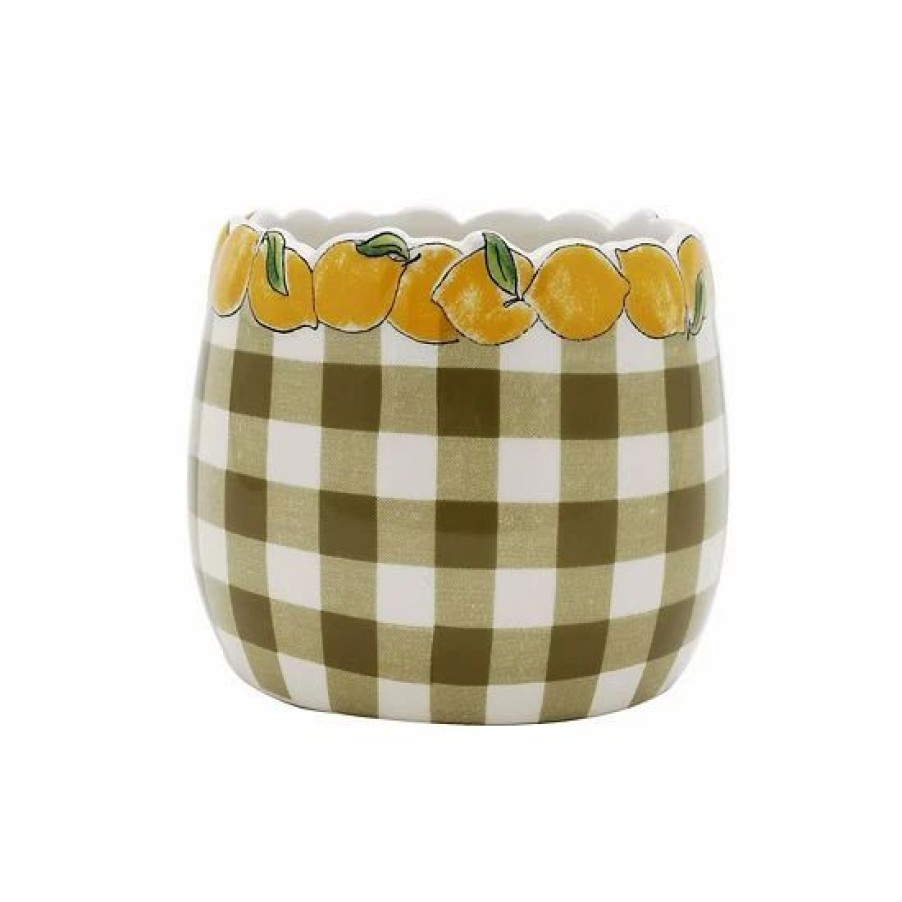 Home Decor * | Sonoma Goods For Life Lemon Plaid Planter Table Decor